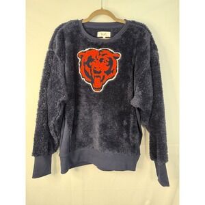 Touch Stadium Chicago Bears Sweatshirt XL Navy Blue Fuzzy Fleece NFL Pullover